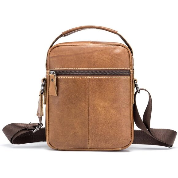 💫 Lukzijaes Leather Genuine Men Yellow Small Lightweight Sling Messenger Bag - Picture 3 of 7